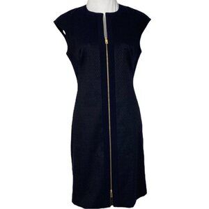 Ted Baker Women's Navy‎ Blue Textured Designer Sheath Dress EU 2/US 6/C37